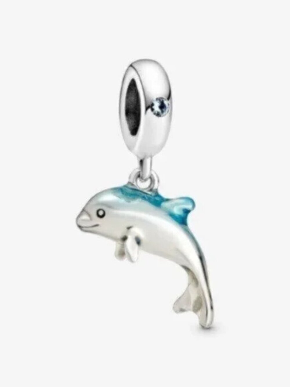 Pandora Blue and Silver Dolphin Dangle Charm